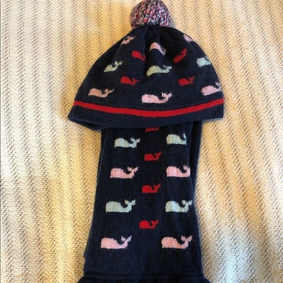 Vineyard Vines Multi Whale Ruffle Scarf and Pom Pom Beanie Set, O/S - Picture 4 of 9